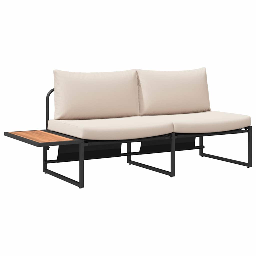 Garden Sofa with Cushion Brown 200.5 x 70 x 85.5cm Metal